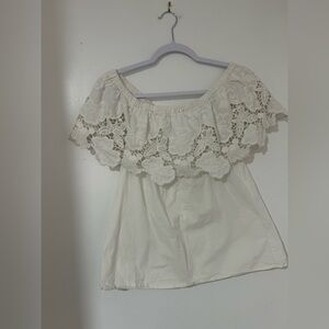 Astars Cream Lace Off-Shoulder Blouse